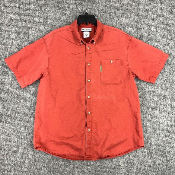 Columbia Shirt Mens XL‎ Orange Short-Sleeve Button-Up Broken-In Camp Trek Hike - Picture 1 of 8